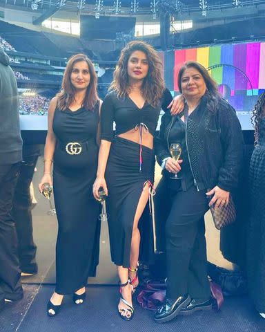 <p>Priyanka Chopra/Instagram</p> Priyanka Chopra Jonas poses with her mother and a friend at Beyoncé's 'Renaissance' World Tour stop in London