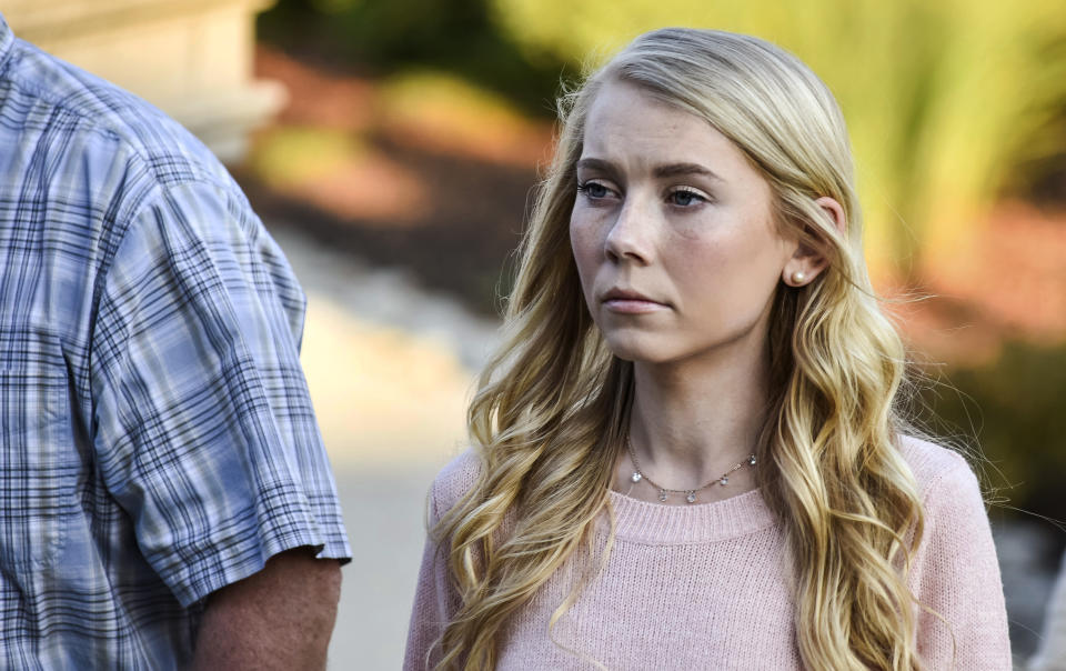 Brooke Skylar Richardson walks into the courthouse before closing arguments. Source: Nick Graham / The Journal-News via AP.