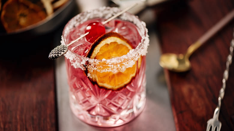 grapefruit drink with salt rim