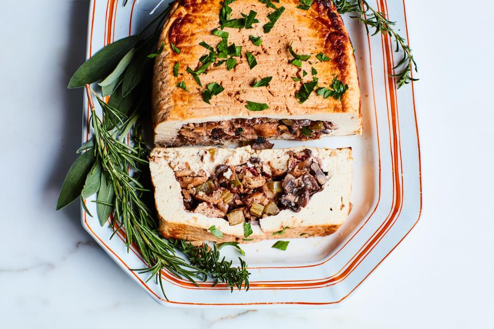 Vegan "Tofurkey" with Mushroom Stuffing and Gravy