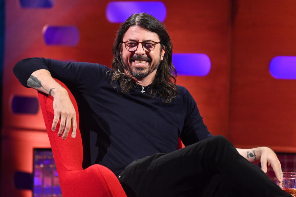 EDITORIAL USE ONLY Dave Grohl during the filming for the Graham Norton Show at BBC Studioworks 6 Television Centre, Wood Lane, London, to be aired on BBC One on Friday.