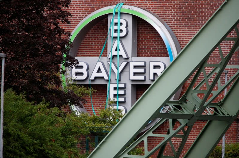 FILE PHOTO: Logo of Bayer AG at a plant of the German pharmaceutical and chemical maker in Wuppertal