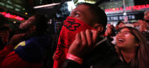 TORONTO, ON- JUNE 13 - Toronto fans watch, worry and celebrate at Jurassic park as the Toronto Raptors beat the Golden State Warriors in game six to win the NBA Championship at Oracle Arena in Oakland outside at Scotiabank Arena in Toronto. June 13, 2019. (Steve Russell/Toronto Star via Getty Images)