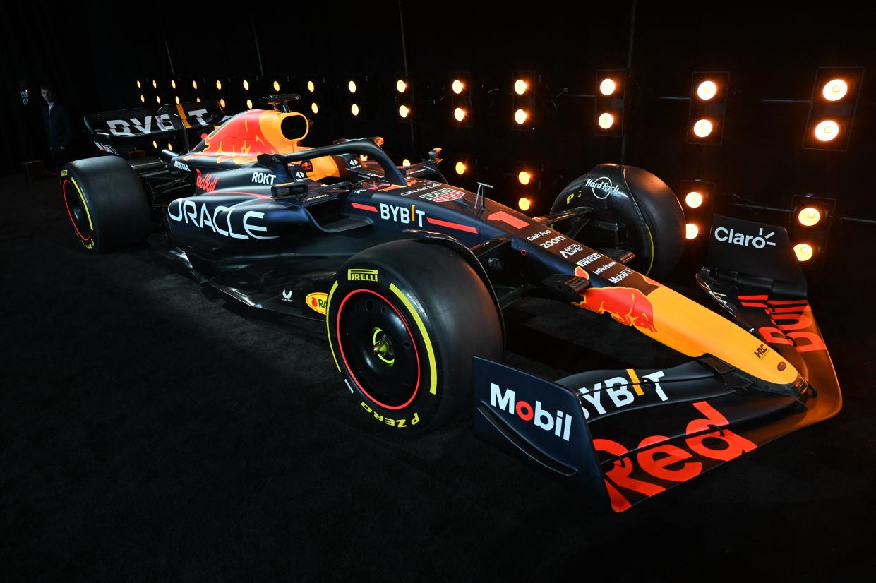 Red Bull Racing unveils the team's new Formula One car during a launch event in New York City on February 3, 2023. (Photo by Ed JONES / AFP) (Photo by ED JONES/AFP via Getty Images)