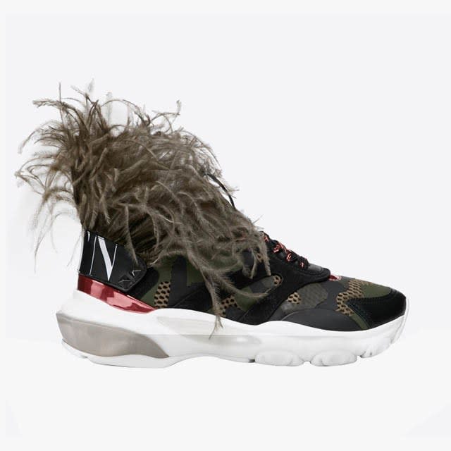 Valentino Bounce Low-Top Sneakers With Feathers