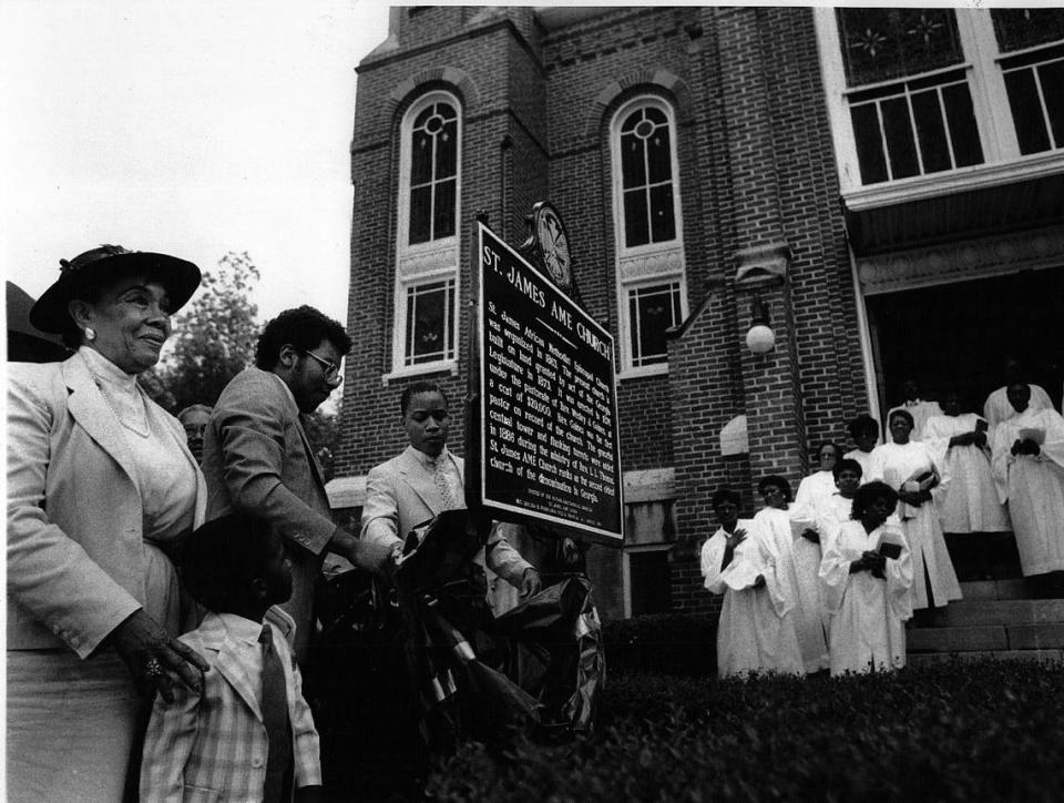 This Ledger-Enquirer file photo is from the mortgage burning celebration and historic marker dedication at Saint James A.M.E. Church in Columbus, Georgia.