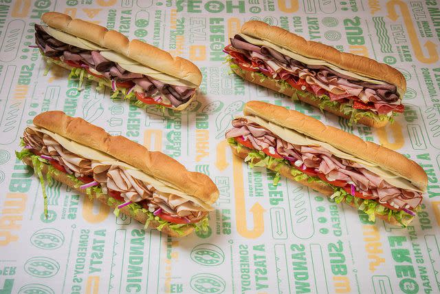 <p>Subway</p> Subway footlong sandwiches
