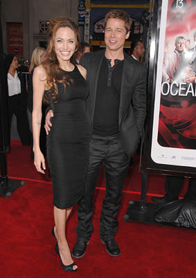 Brad Pitt and Angelina Jolie at the Los Angeles premiere of Warner Bros. Pictures' Ocean's Thirteen