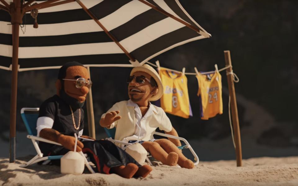 Nike’s MVP puppets campaign was so popular throughout its original two-year run that the shoe-apparel giant reprised it during Kobe’s farewell season. (Screen shot of Nike commercial)