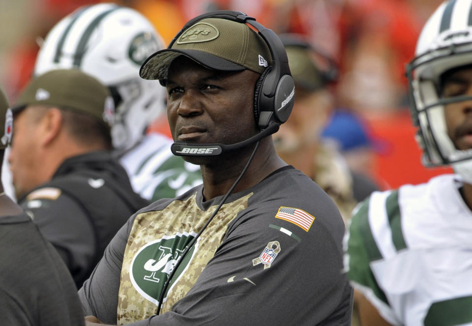 Jets coach Todd Bowles let loose during his press conference on Friday.<br>(AP)