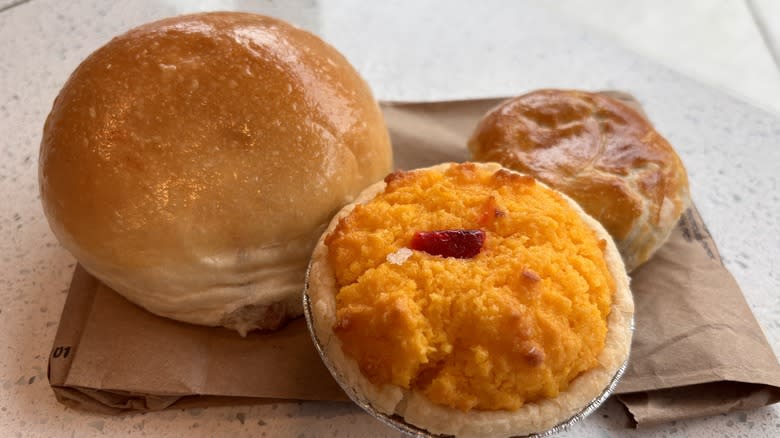 pastries on brown paper bag