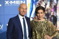 <p>While performing <em>Macbeth </em>at the Brooklyn Academy of Music, 81 year-old actor Patrick Stewart caught the eye of 43 year-old singer and songwriter Sunny Ozell. Though Ozell’s father, who is 5 years Stewart’s junior, initially held reservations about the couple’s relationship, he’d given them his blessing after spending time with Stewart. Though the couple married in a 2013 ceremony officiated by actor Ian McKellen, thye would later wed again in an impromptu Los Angeles ceremony after discovering McKellen’s marriage credentials were invalid in Nevada (the original locale for the event).</p>