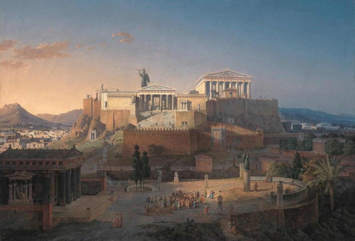 'La Acrópolis de Atenas', de Leo Von Klenze, 1846. <a href="https://es.wikipedia.org/wiki/Archivo:Akropolis_by_Leo_von_Klenze.jpg" rel="nofollow noopener" target="_blank" data-ylk="slk:Neue Pinakothek;elm:context_link;itc:0;sec:content-canvas" class="link ">Neue Pinakothek</a>