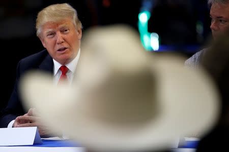 Republican presidential nominee Donald Trump speaks during a round table discussion with law enforcement officials in Akron, Ohio, U.S., August 22, 2016. REUTERS/Carlo Allegri