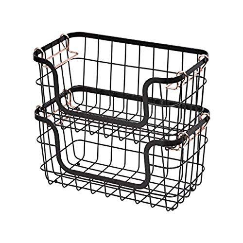 5) Stackable Metal Wire Storage Basket Set
