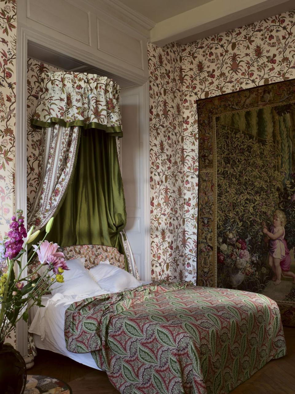 fabrics and wallcovering from braquenie's 200th anniversary collection shown at the chateau du louye