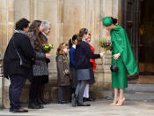 LONDON, ENGLAND - MARCH 09: Meghan, Duchess of Sussex departs after attending the Commonwealth Day Service 2020 at Westminster Abbey on March 09, 2020 in London, England. (Photo by Karwai Tang/WireImage)