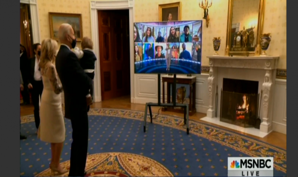 Joe Biden watching Demi Lovato