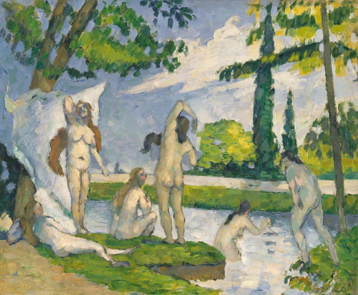 ‘Bathers’, 1874-75, is one of Cezanne’s first paintings of a subject that engaged him for the rest of his career  (The Metropolitan Museum of Art, New York)