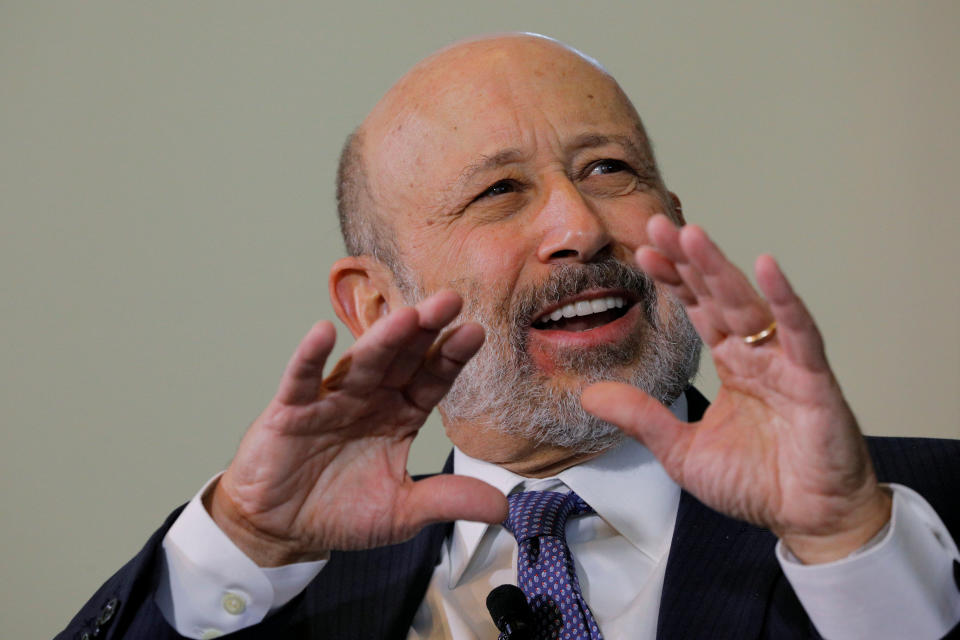 Lloyd Blankfein, CEO of Goldman Sachs, speaks at the Boston College Chief Executives Club luncheon in Boston, MA, U.S., March 22, 2018. REUTERS/Brian Snyder