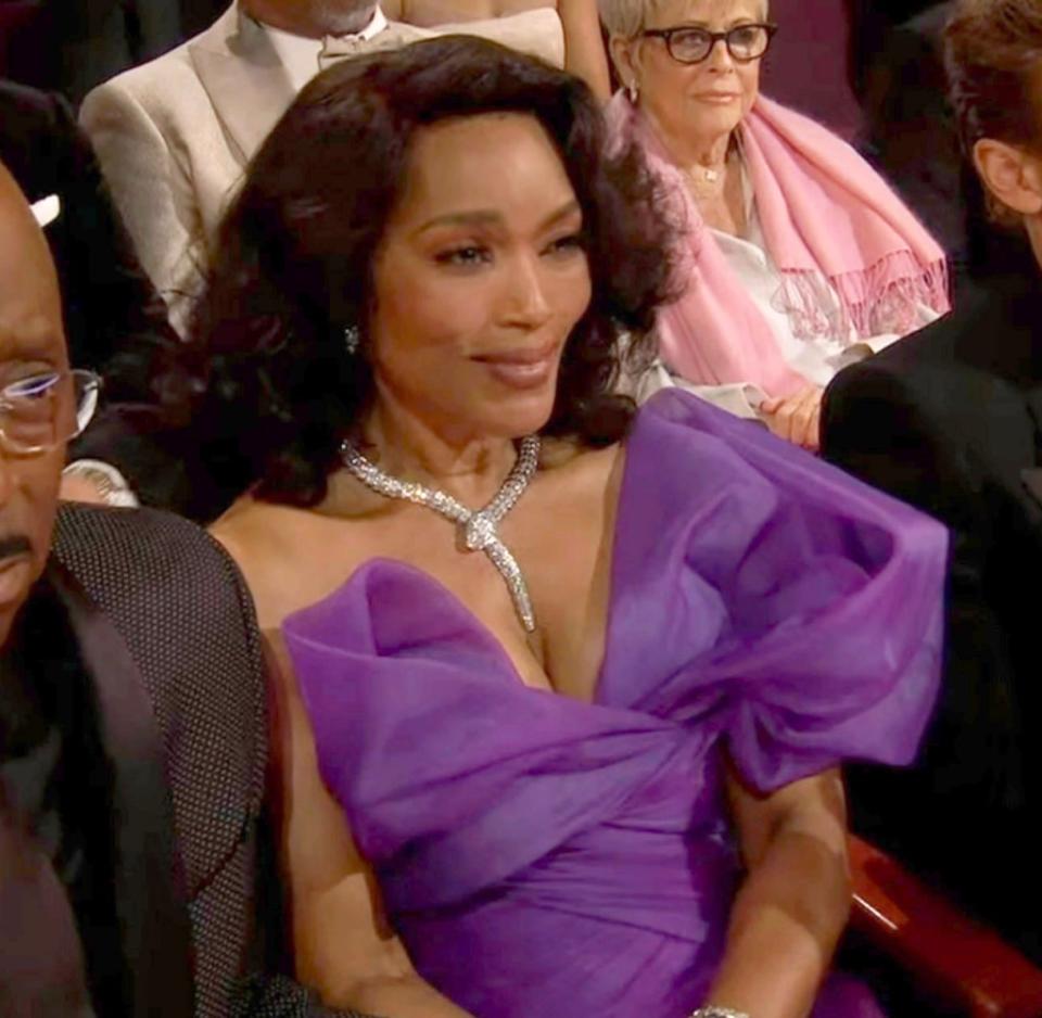 “Dayumm #AngelaBassett it’s ok. It’s called losing gracefully. Sitting with a scowl all pissed,” one person tweeted. ABC