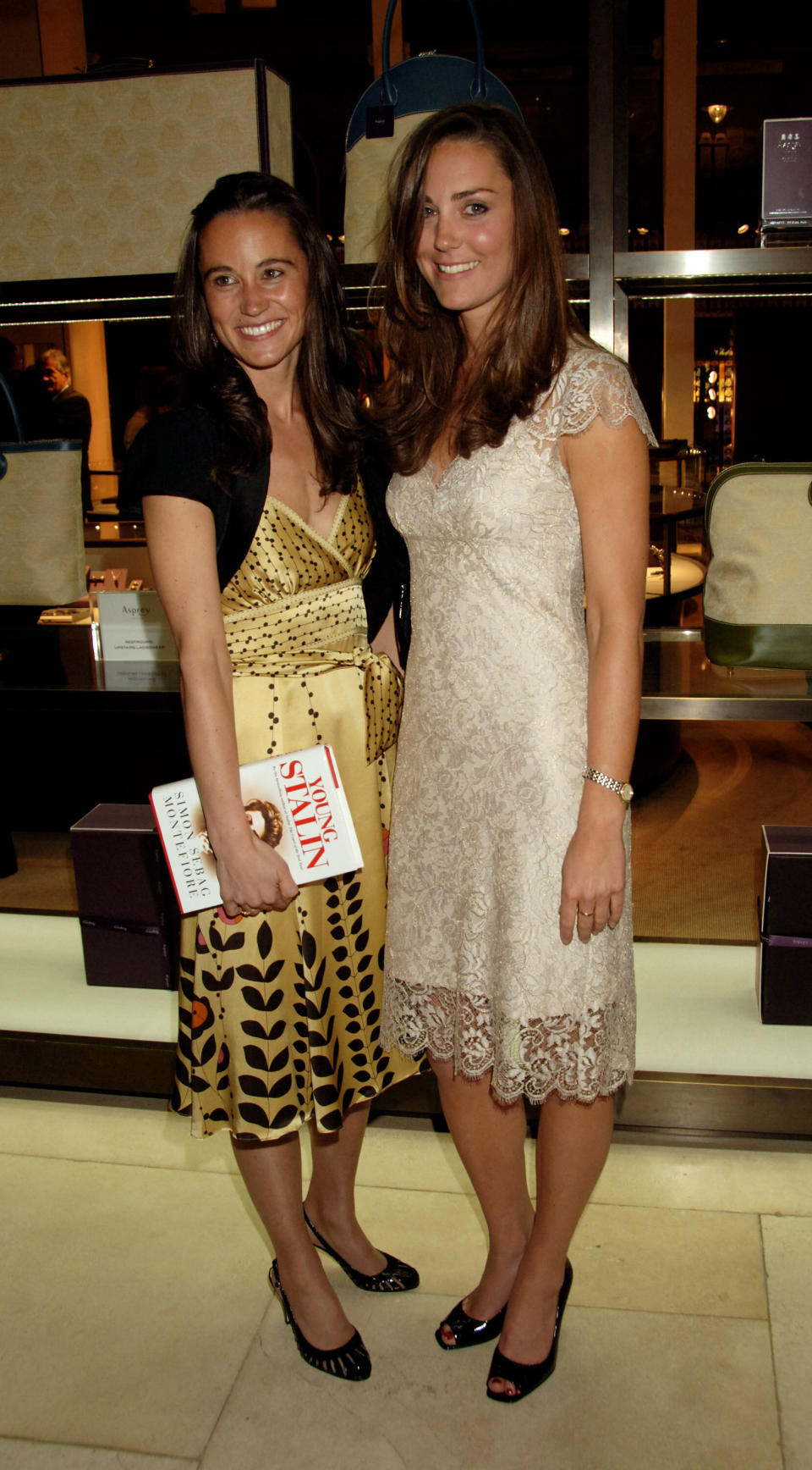 The Middleton sisters attend a book launch party for "The Young Stalin" by Simon Sebag Montefiore on May 14, 2007, in London.