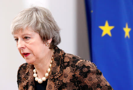 FILE PHOTO - British Prime Minister Theresa May leaves after a news conference following a European Union leaders summit in Brussels, Belgium December 14, 2018. REUTERS/Francois Lenoir