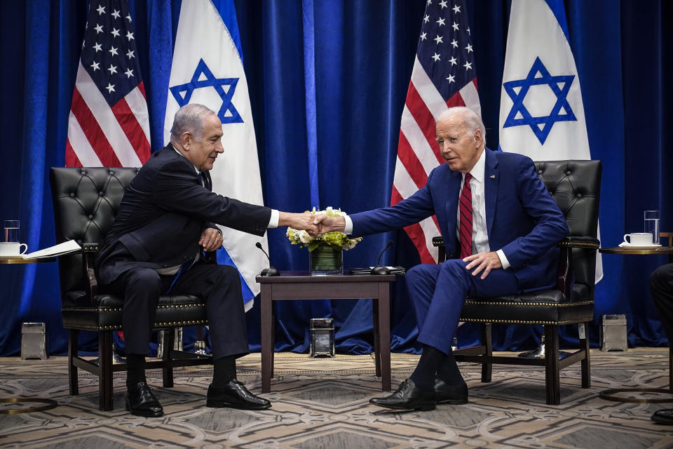 Image: President Joe Biden meets with Israeli Prime Minister Benjamin Netanyahu in New York, on Sept. 20, 2023. Biden was in New York to address the 78th United Nations General Assembly. (Susan Walsh / AP)