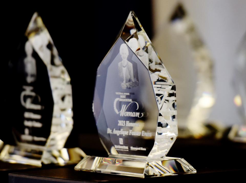 Awards from the seventh annual Virginia K. Shehee Most Influential Woman luncheon at the East Ridge Country Club Thursday afternoon, March 9, 2023.