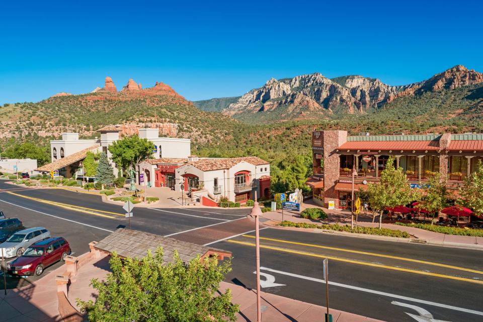 <p>Although it's become a really popular spot, Sedona is still a desert town. Located near Flagstaff, it's surrounded by the famously beautiful red-rock buttes Arizona is known for, as well as steep canyon walls and pine forests. The mild climate makes it an ideal place to hike and explore nature. Uptown Sedona is an artist's paradise. If you're the hiking type, make sure to find some of the <a href="https://www.sedona.net/vortex-map" rel="nofollow noopener" target="_blank" data-ylk="slk:vortexes;elm:context_link;itc:0;sec:content-canvas" class="link ">vortexes</a>. <br></p>