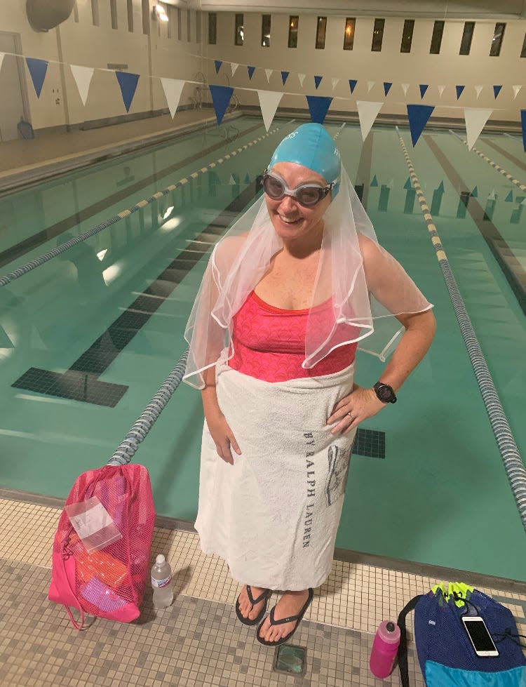 DeLeslyn Sullivan ready for swim training.