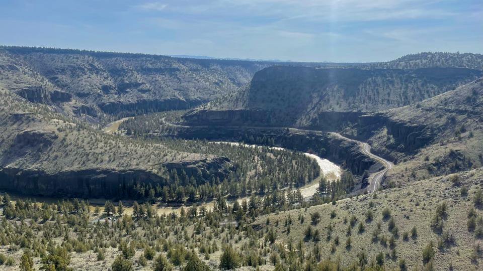 View of the Crooked River from overhead.