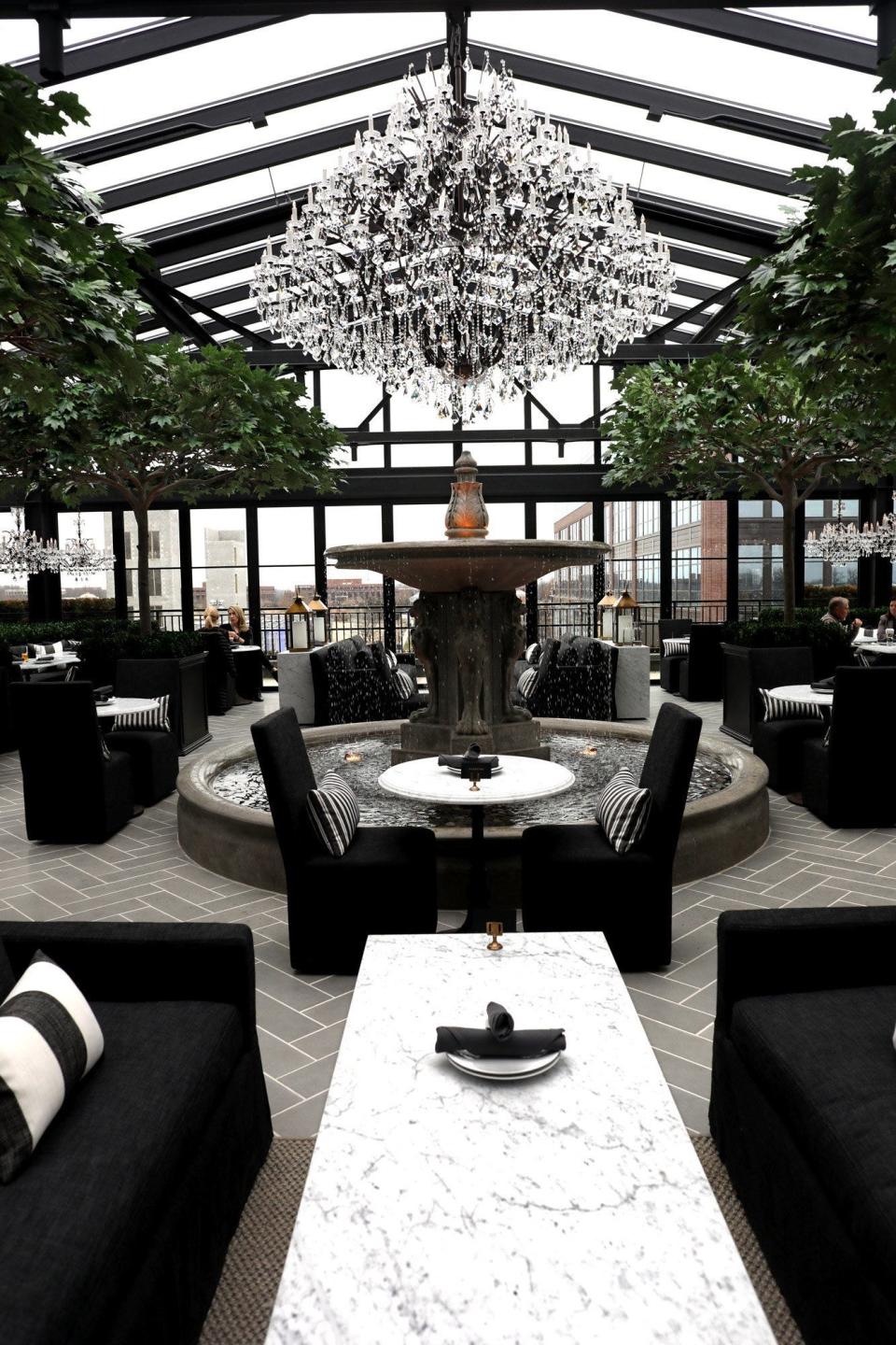 RH Rooftop Restaurant at Easton has a glimmering interior.