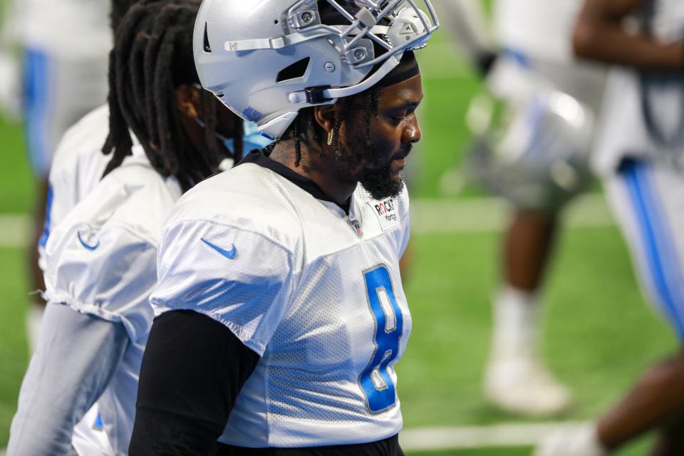 Jamie Collins participates in a team practice at Ford Field on Aug. 7.