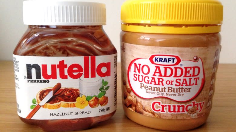 Jars of Nutella and peanut butter