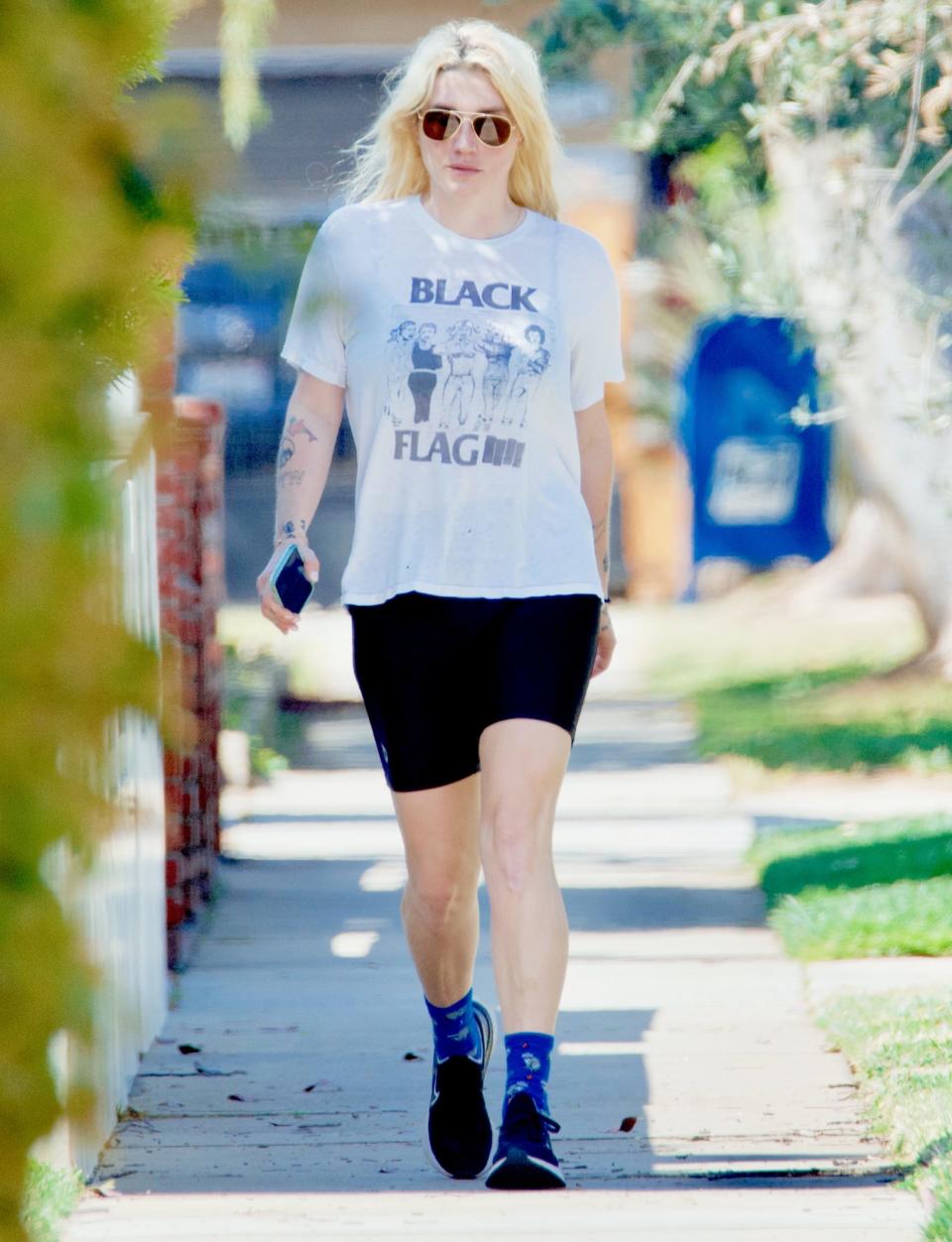 <p>Kesha is seen on a walk after leaving the gym in West Hollywood on Tuesday. </p>