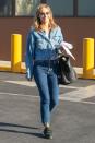 Suki Waterhouse steps out in L.A. on Wednesday looking comfy and cute in all denim.