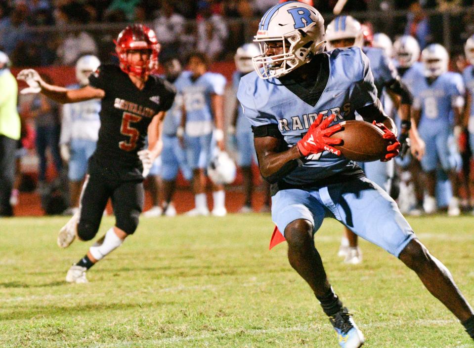 Jaylen Heyward of Rockledge returns a punt during the game against Satellite Friday, Oct. 15, 2021. Craig Bailey/FLORIDA TODAY via USA TODAY NETWORK