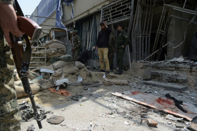 Site de l'attentat-suicide le 29 août 2017 près d'une agence bancaire dans une rue commerçante du centre de Kaboul, près de l'ambassade des États-Unis