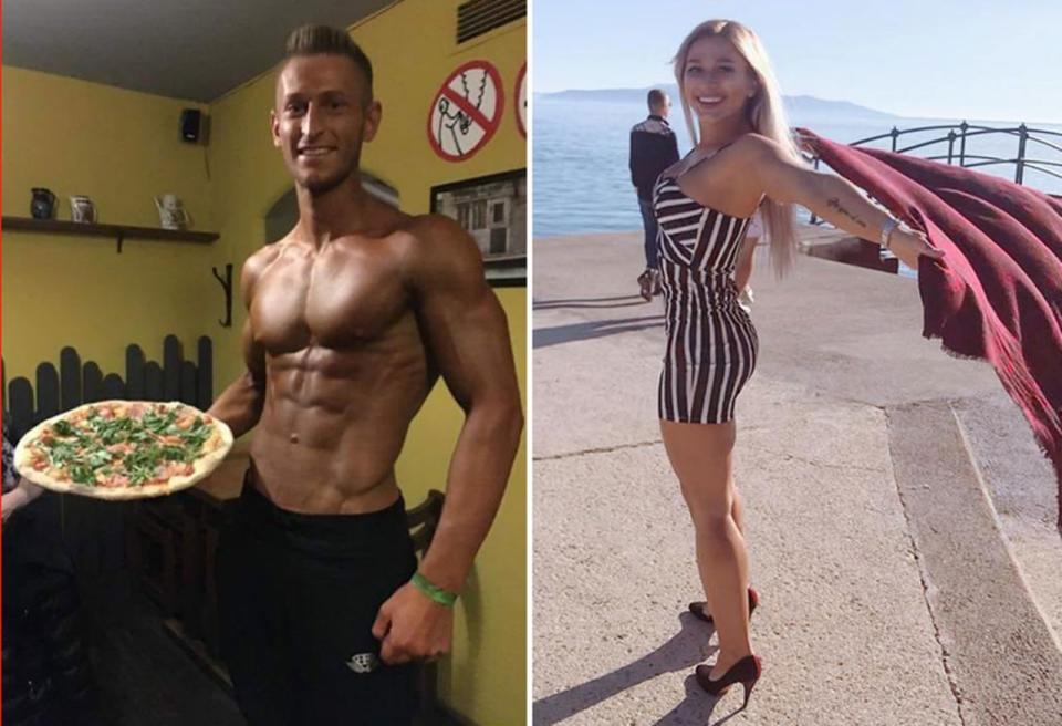 Photo of Zdenek Slouka and another photo of Sabina Dolezalova, the couple who disrespected a temple in Bali