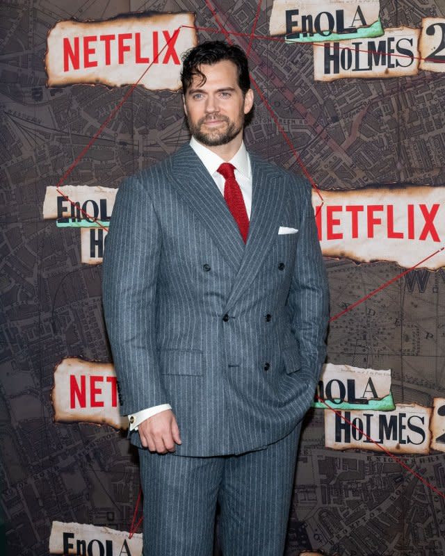 Henry Cavill arrives on the red carpet for the premiere of "Enola Holmes 2" at the Paris Theater in New York City on October 27, 2022. The actor turns 41 on May 5. File Photo by Gabriele Holtermann/UPI