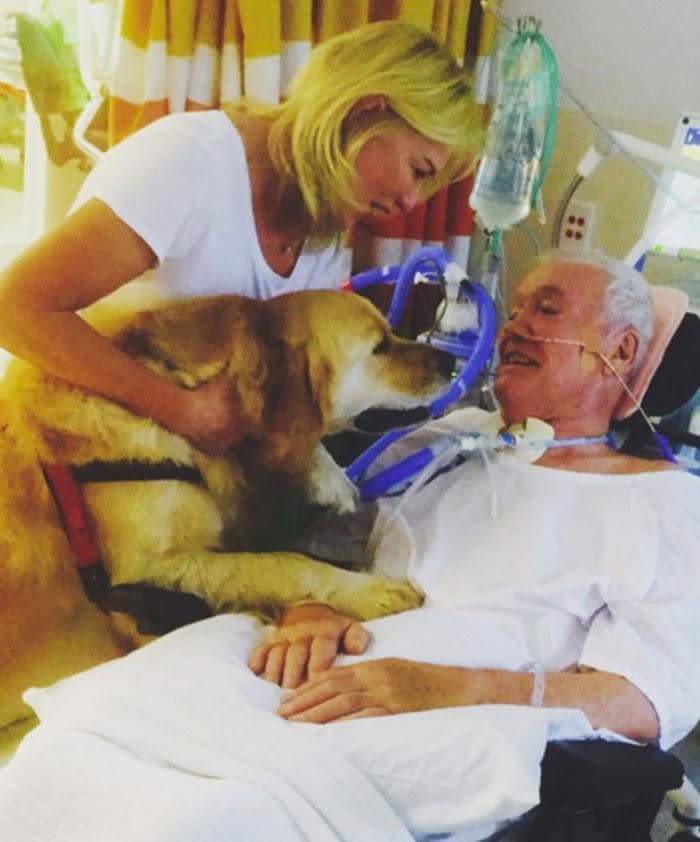 Kennerley with her husband John and dog, Digger. Photo: Instagram