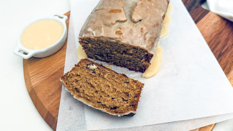 glazed applesauce cake sliced