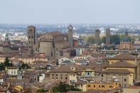 View of San Petronio Basilica in Bologna, Italy.