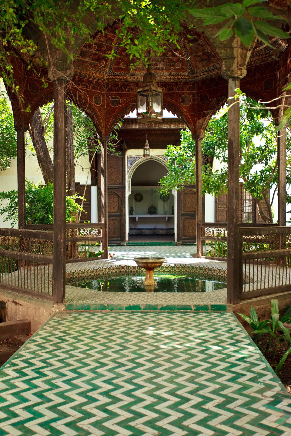 gazebo with a fountain