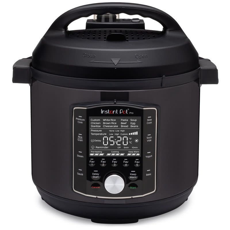 <p><a href="https://go.redirectingat.com?id=74968X1596630&url=https%3A%2F%2Fwww.wayfair.com%2F--%2Fpdp%2Finstant--instant-pot-pro-multiuse-electric-pressure-cooker-1101-l819-istp1069.html&sref=https%3A%2F%2F" rel="nofollow noopener" target="_blank" data-ylk="slk:Shop Now;elm:context_link;itc:0;sec:content-canvas" class="link ">Shop Now</a></p><p>Multi-Use Electric Pressure Cooker</p><p>wayfair.com</p><p>$119.95</p>