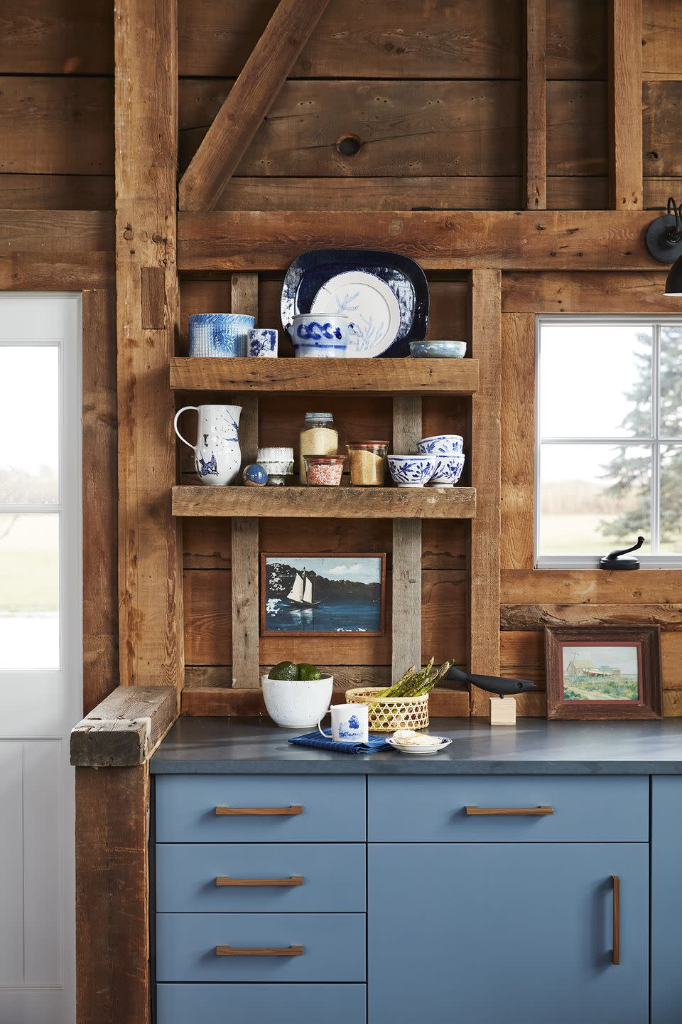 blue kitchen cabinets