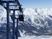 A gondola arrives at Saulire mountain in Meribel on December 30, 2013. German former Formula One champion Michael Schumacher was battling for his life in hospital on Monday after a ski injury, doctors said, adding it was too early to say whether he would pull through. Schumacher was admitted to hospital on Sunday suffering head injuries in an off-piste skiing accident in the French Alps resort of Meribel. REUTERS/Ruben Sprich (FRANCE - Tags: DISASTER SPORT MOTORSPORT F1 SPORT SKIING)