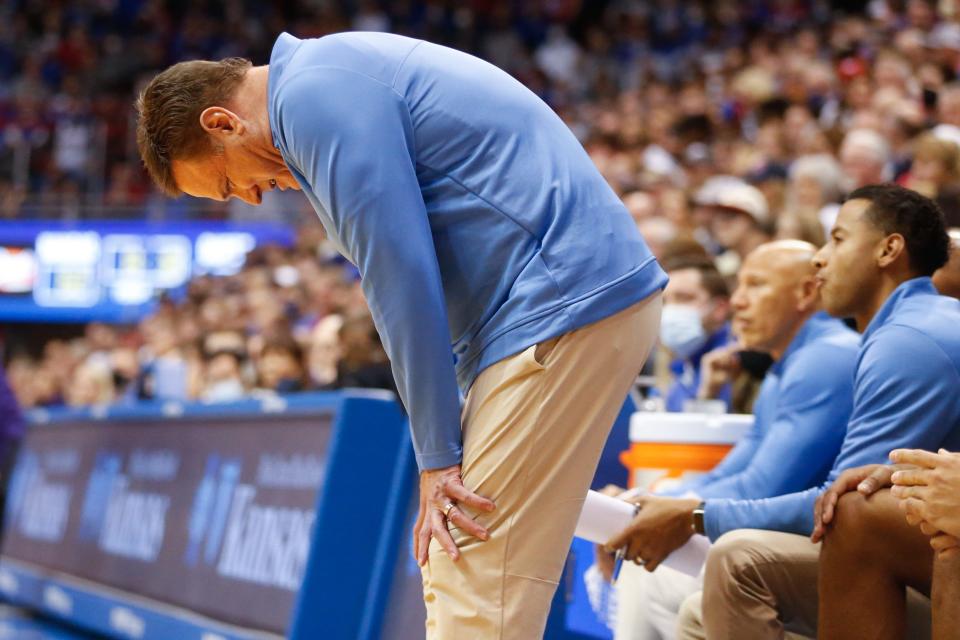 Kansas coach Bill Self looks dejected during the second half of Saturday's game inside Allen Fieldhouse.