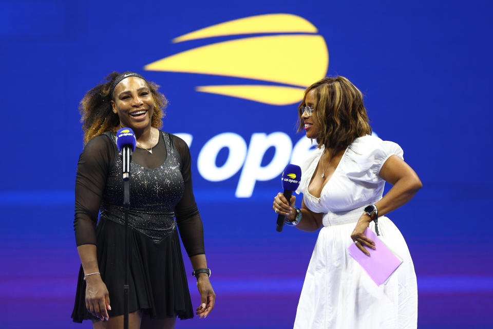 Serena Williams  (pictured) interviewed by Gayle King at the US Open.